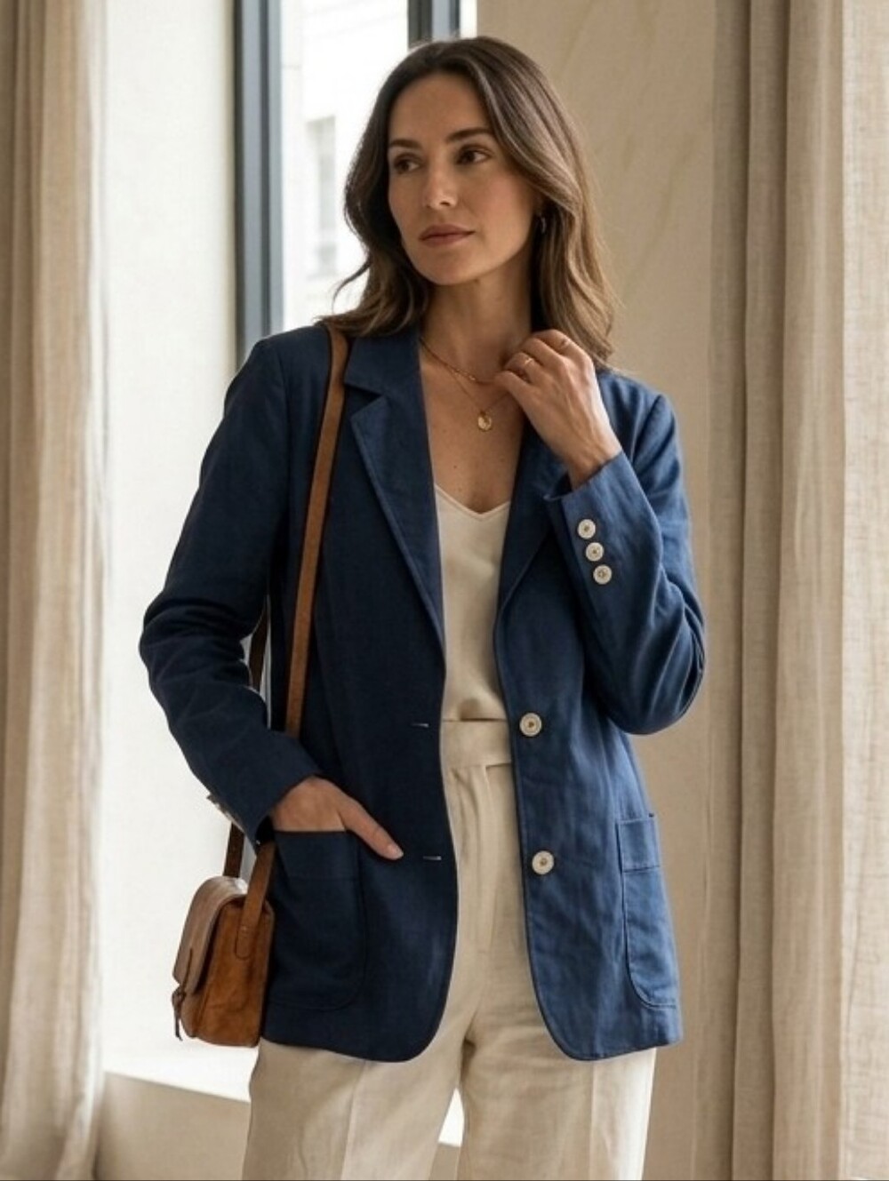Vintage Country Suburbans Women's Navy Blue Blazer Suit Jacket Size 16 Coat